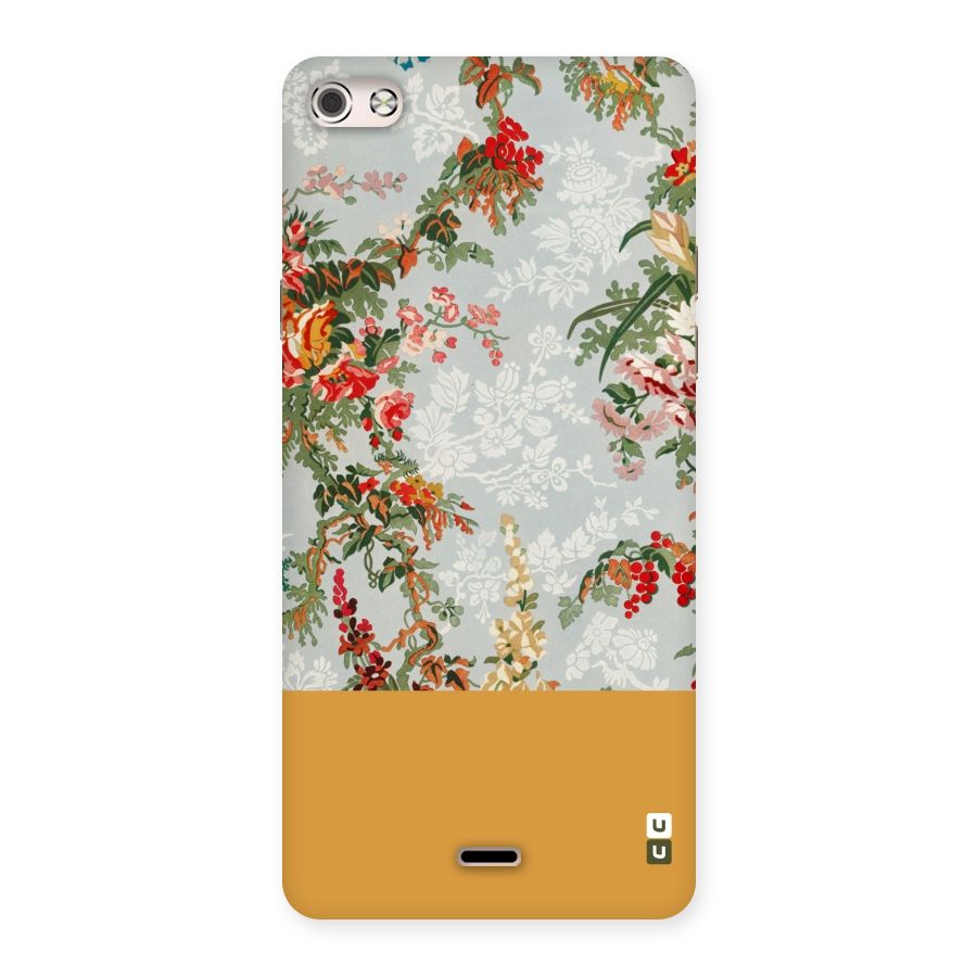 Golden Stripe on Floral Back Case for Micromax Canvas Silver 5