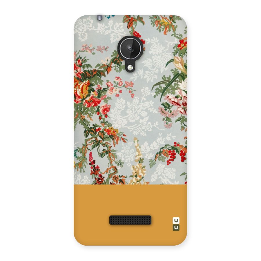 Golden Stripe on Floral Back Case for Micromax Canvas Spark Q380