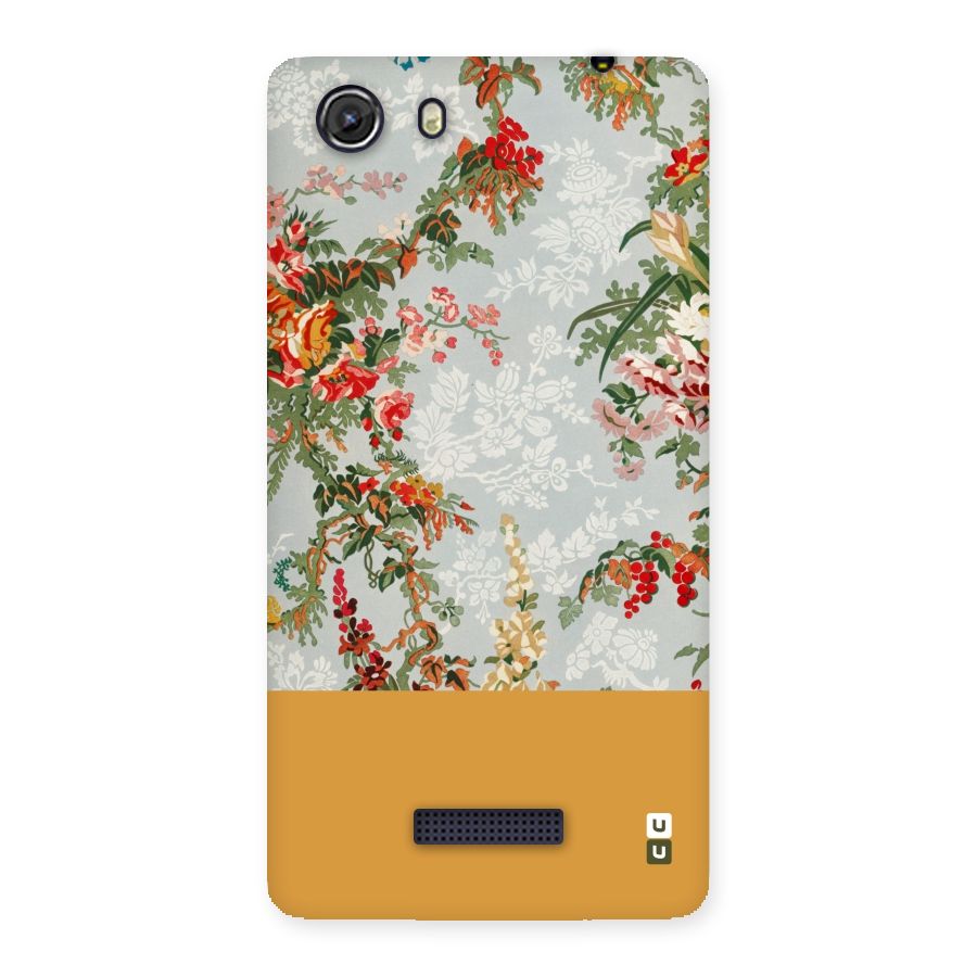 Golden Stripe on Floral Back Case for Micromax Unite 3
