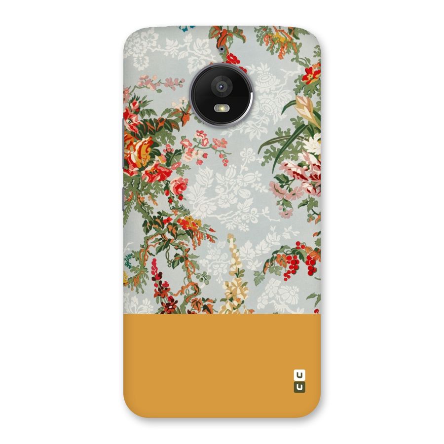 Golden Stripe on Floral Back Case for Moto E4 Plus