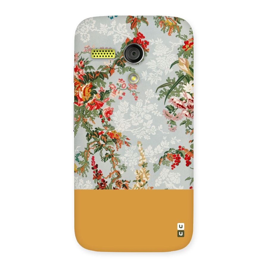 Golden Stripe on Floral Back Case for Moto G