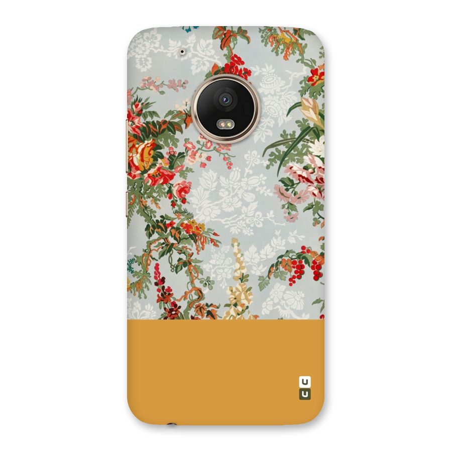 Golden Stripe on Floral Back Case for Moto G5 Plus