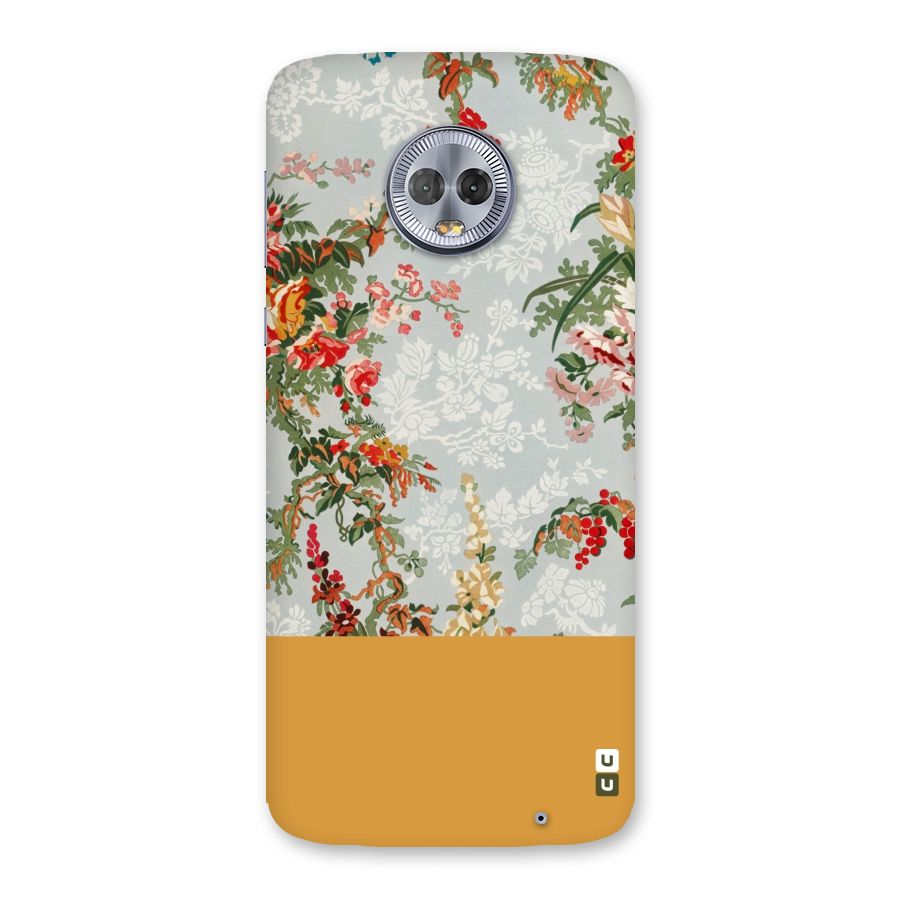 Golden Stripe on Floral Back Case for Moto G6 Plus