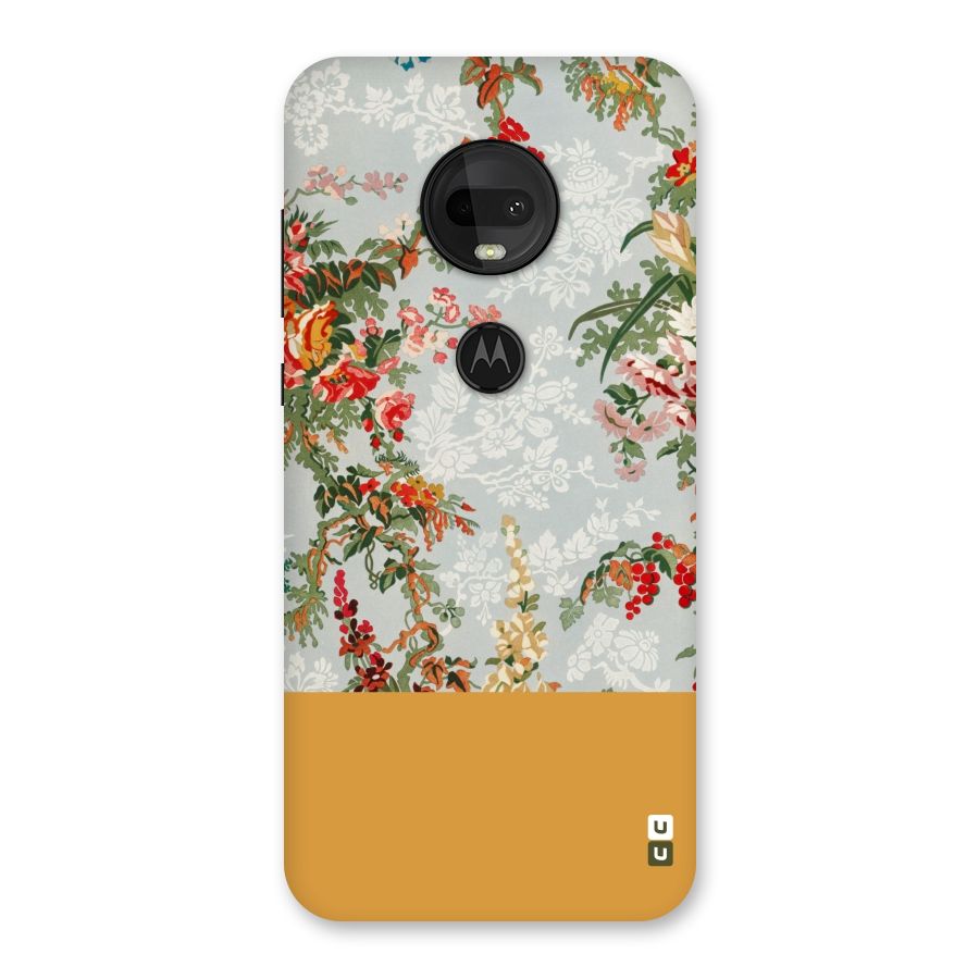Golden Stripe on Floral Back Case for Moto G7