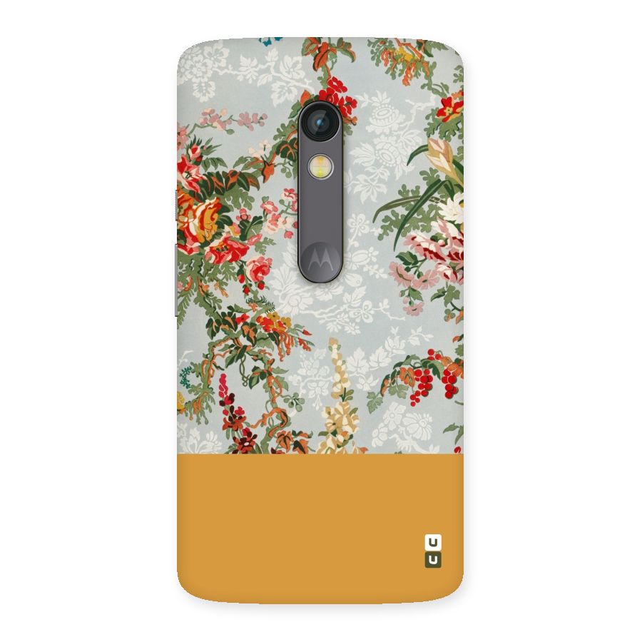 Golden Stripe on Floral Back Case for Moto X Play