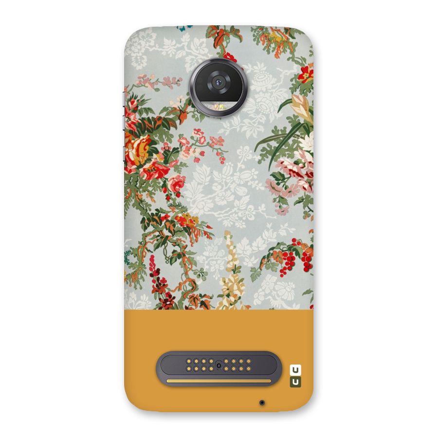 Golden Stripe on Floral Back Case for Moto Z2 Play