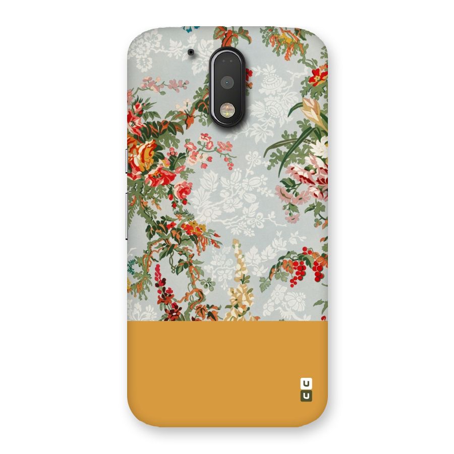 Golden Stripe on Floral Back Case for Motorola Moto G4 Plus