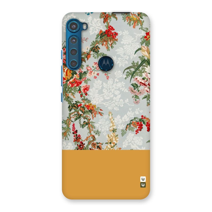 Golden Stripe on Floral Back Case for Motorola One Fusion Plus