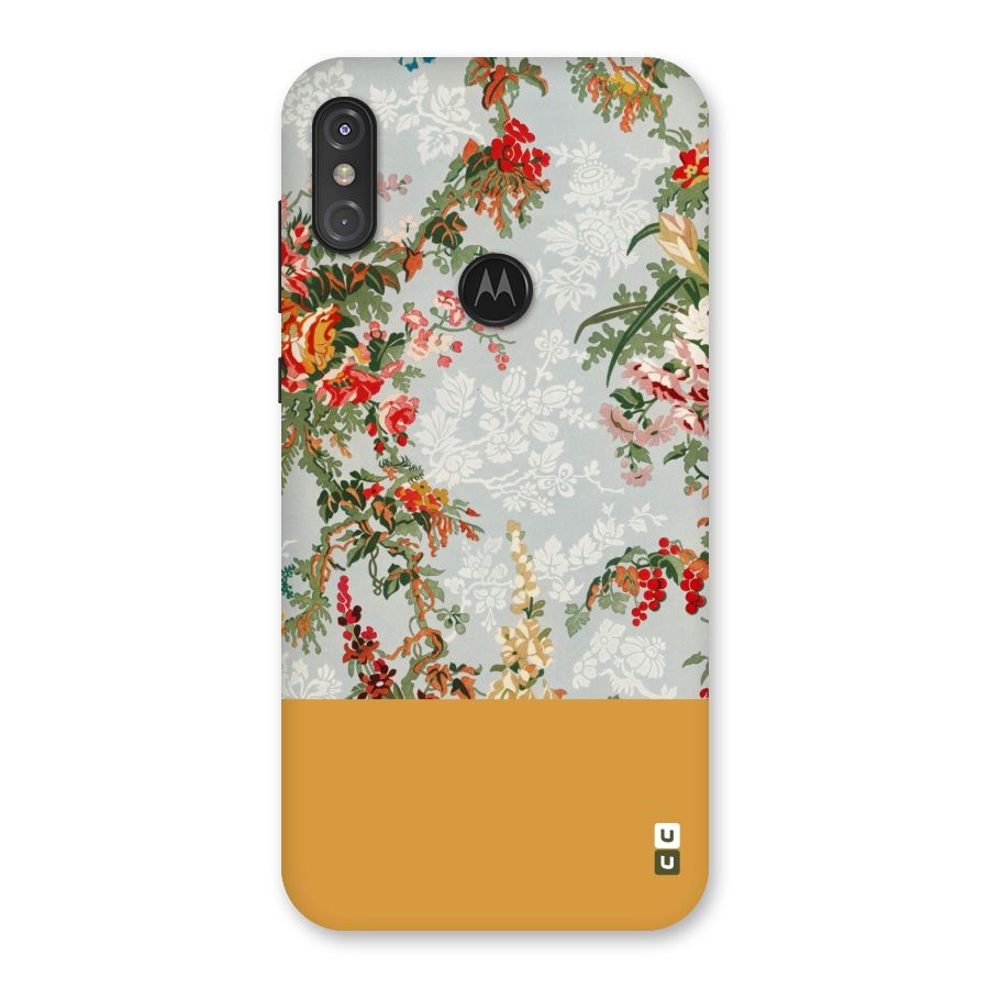 Golden Stripe on Floral Back Case for Motorola One Power