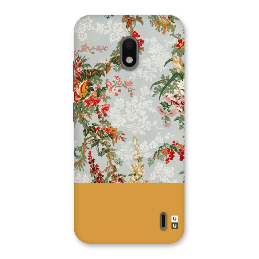 Golden Stripe on Floral Back Case for Nokia 2.2