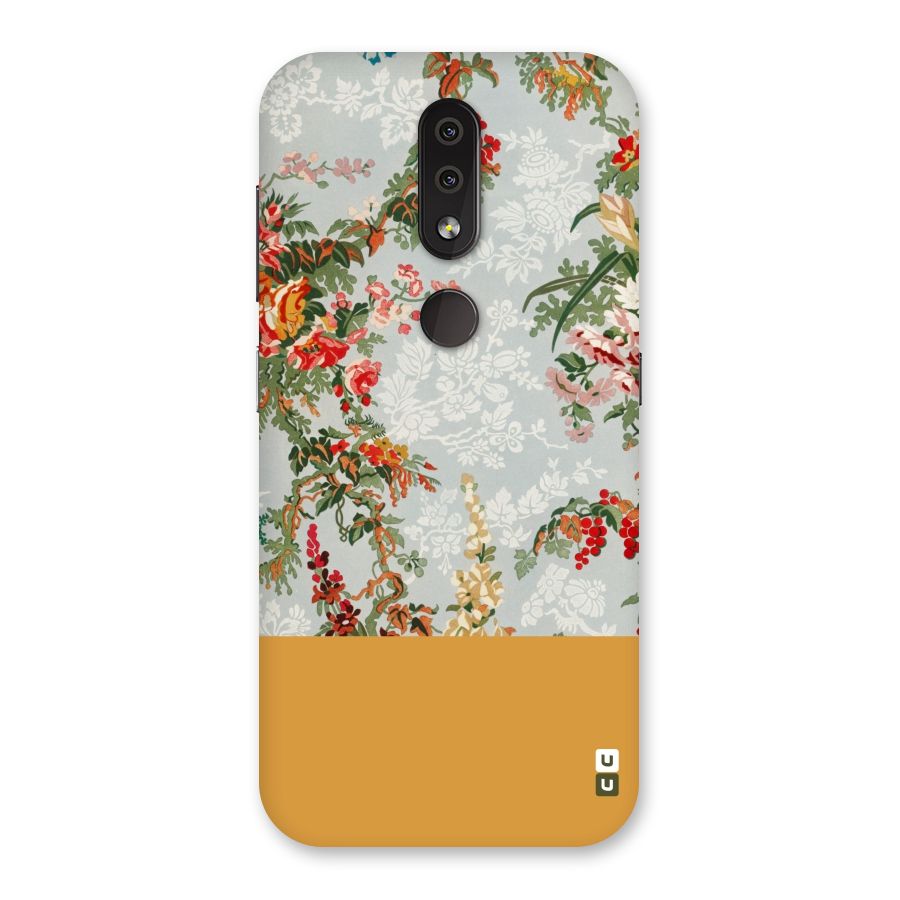 Golden Stripe on Floral Back Case for Nokia 4.2