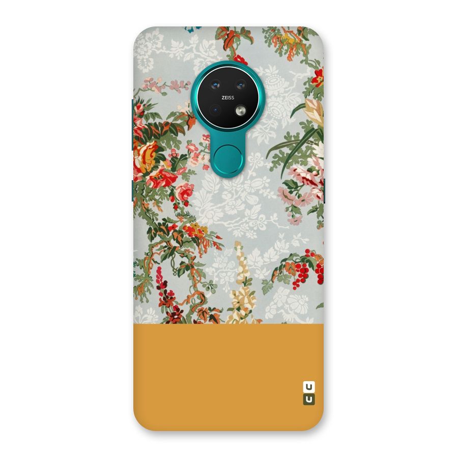 Golden Stripe on Floral Back Case for Nokia 7.2