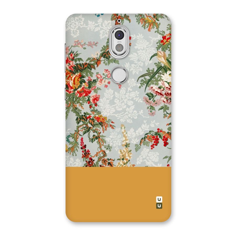 Golden Stripe on Floral Back Case for Nokia 7