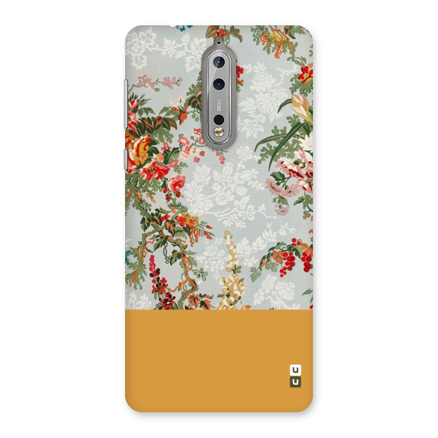 Golden Stripe on Floral Back Case for Nokia 8