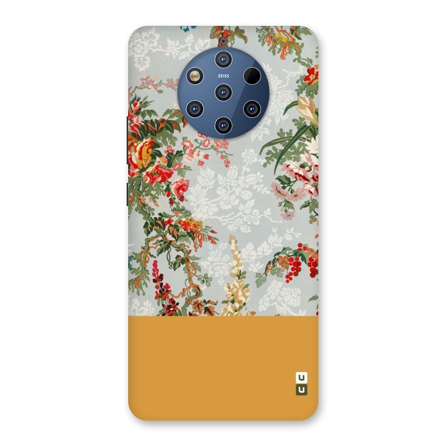 Golden Stripe on Floral Back Case for Nokia 9 PureView