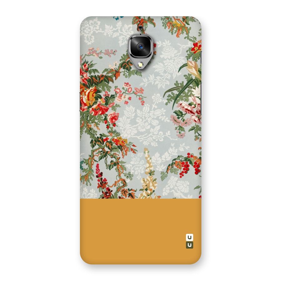 Golden Stripe on Floral Back Case for OnePlus 3T