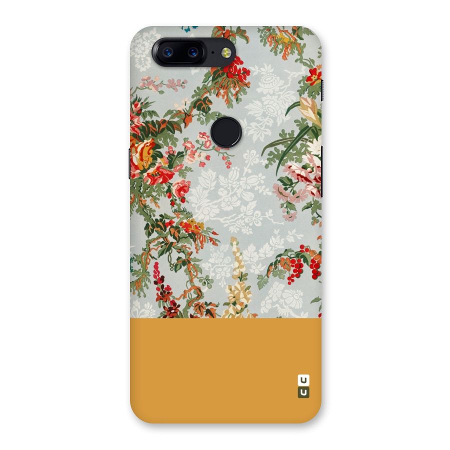 Golden Stripe on Floral Back Case for OnePlus 5T