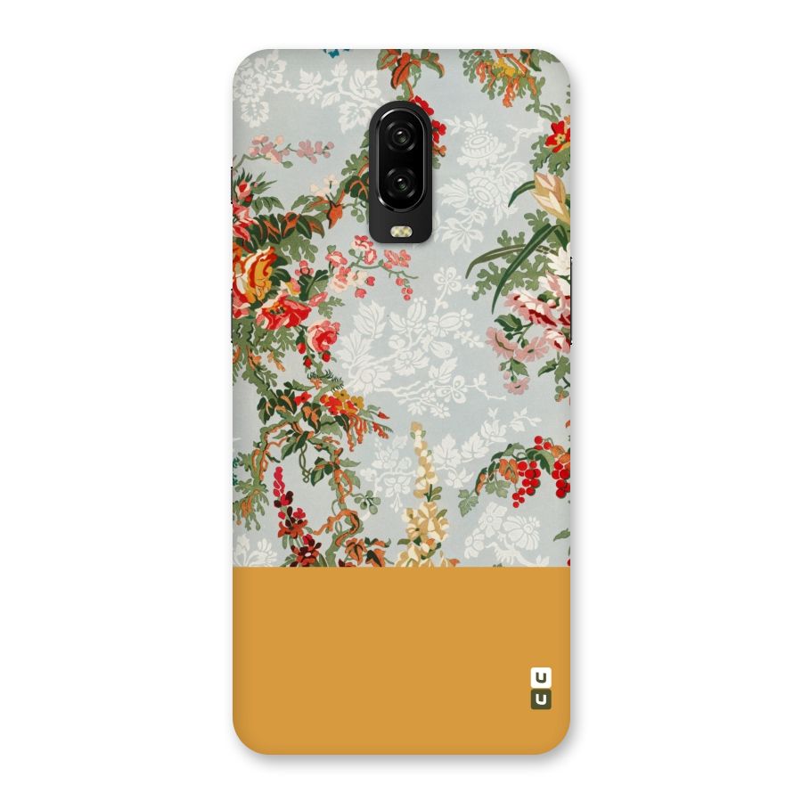 Golden Stripe on Floral Back Case for OnePlus 6T