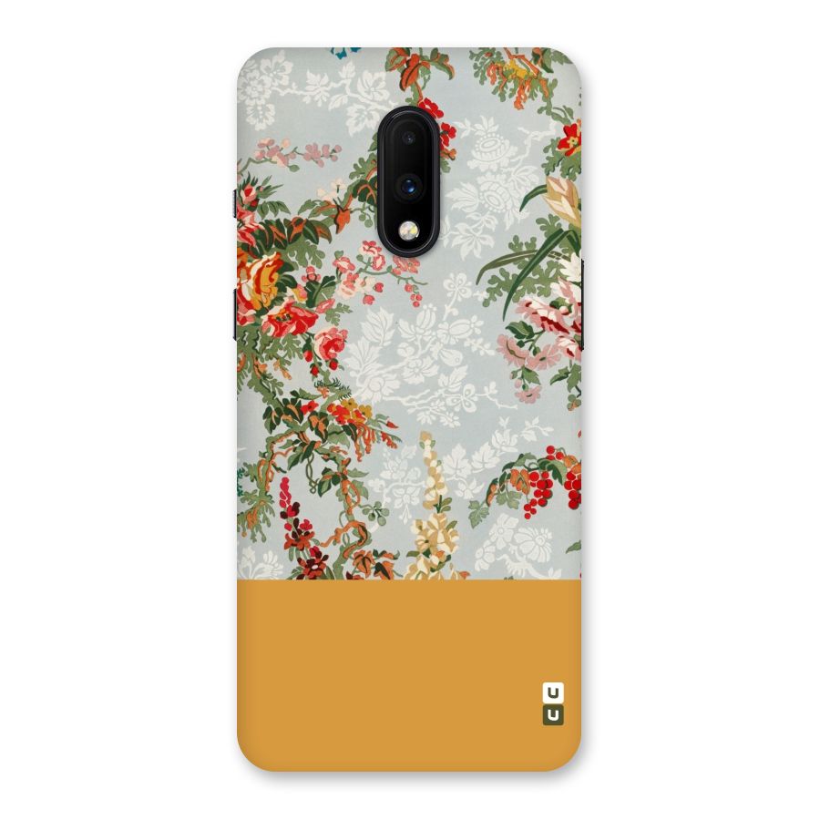 Golden Stripe on Floral Back Case for OnePlus 7