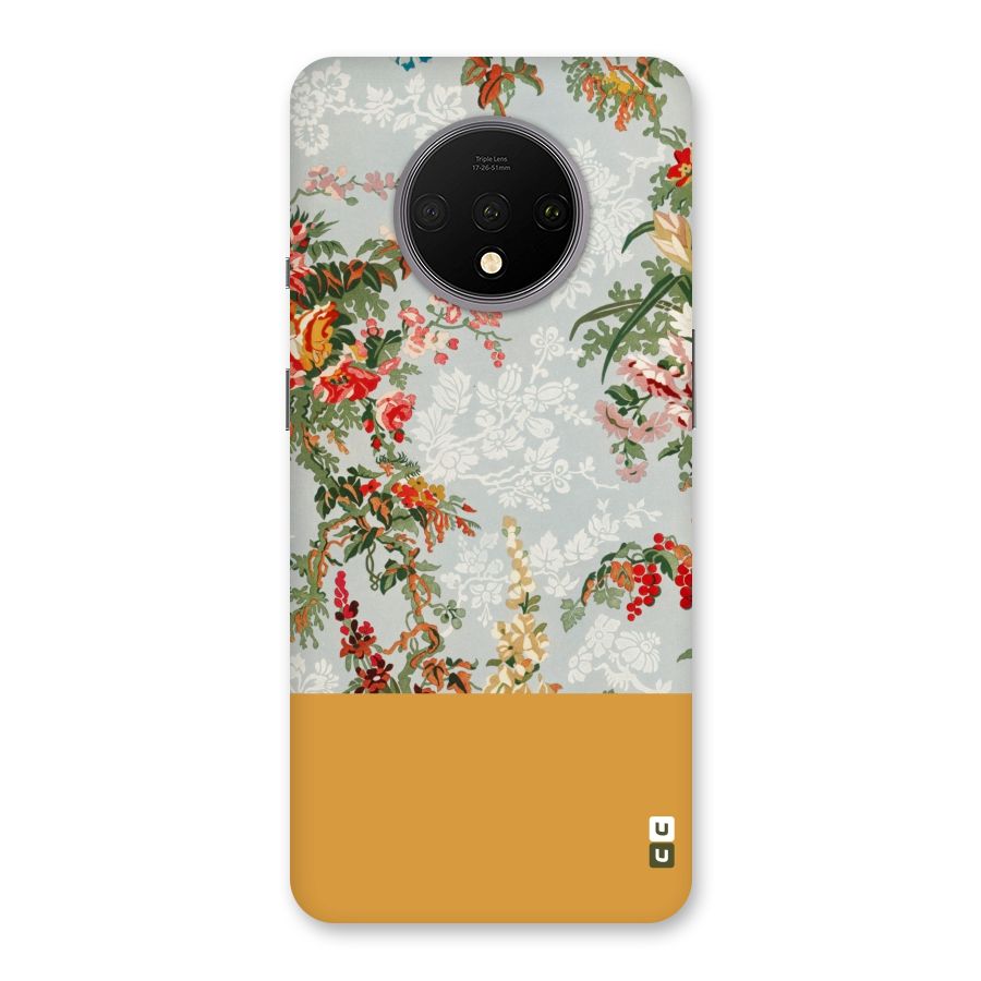 Golden Stripe on Floral Back Case for OnePlus 7T