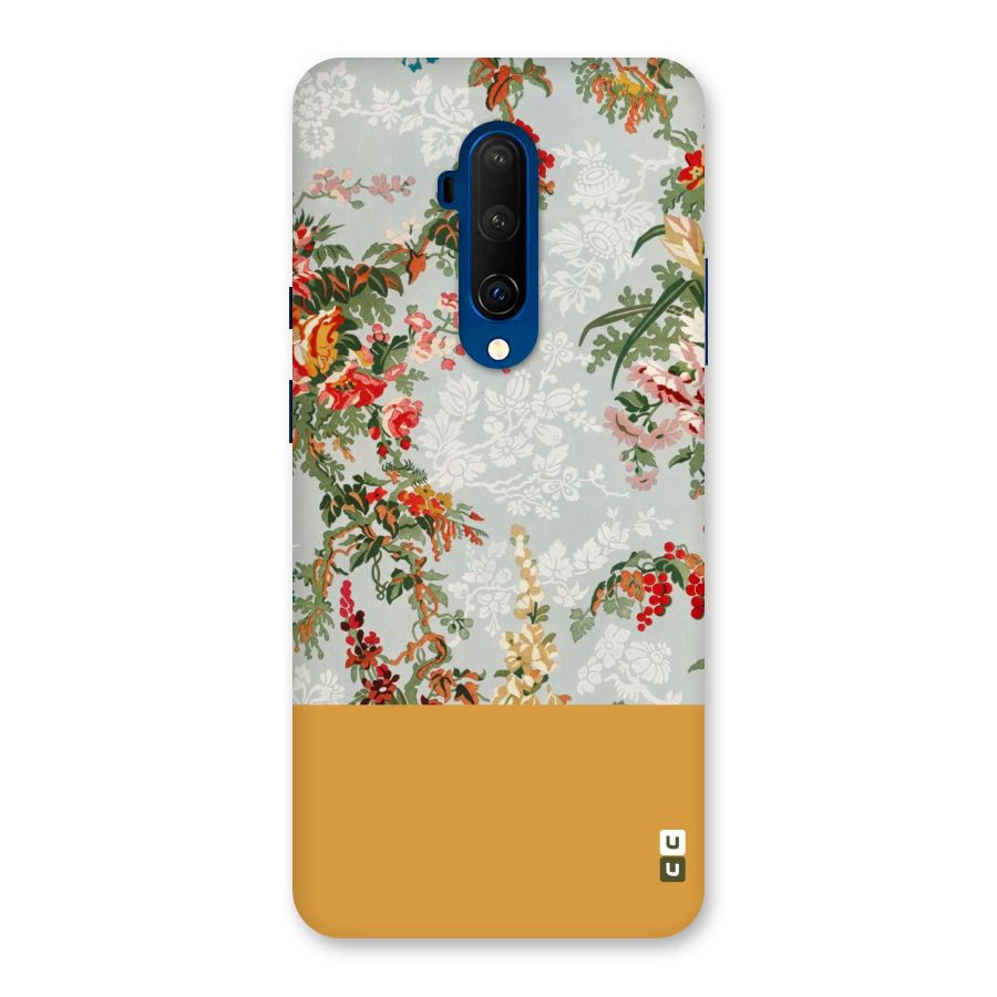 Golden Stripe on Floral Back Case for OnePlus 7T Pro