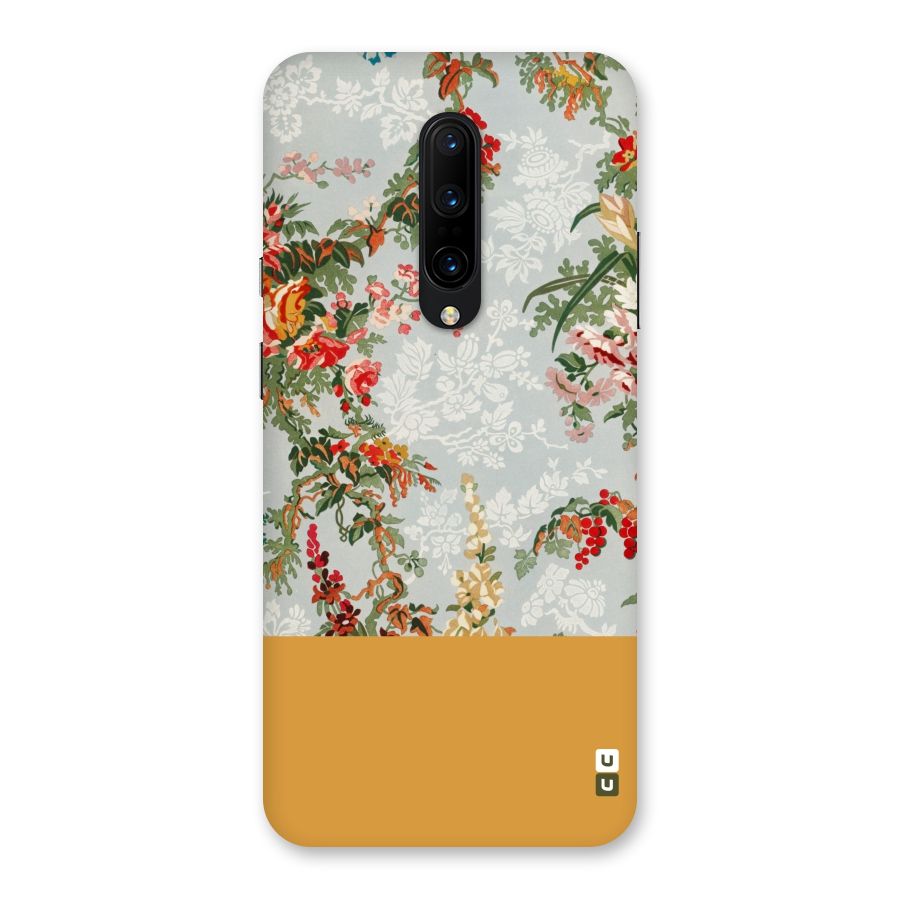 Golden Stripe on Floral Back Case for OnePlus 7 Pro
