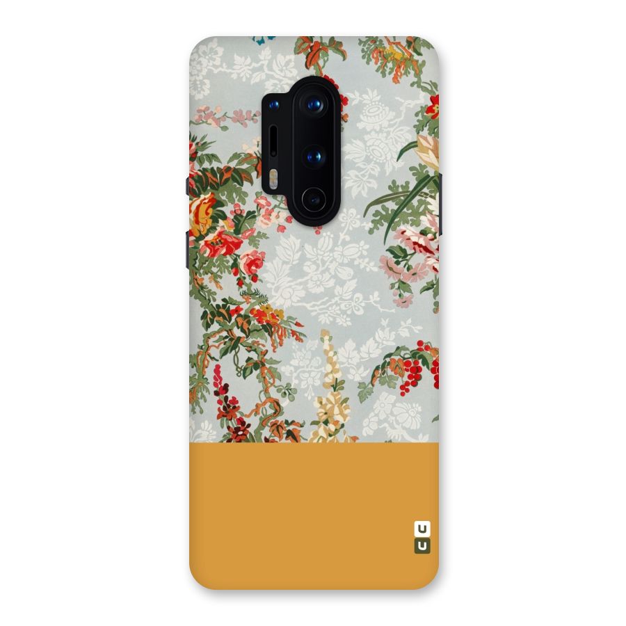 Golden Stripe on Floral Back Case for OnePlus 8 Pro