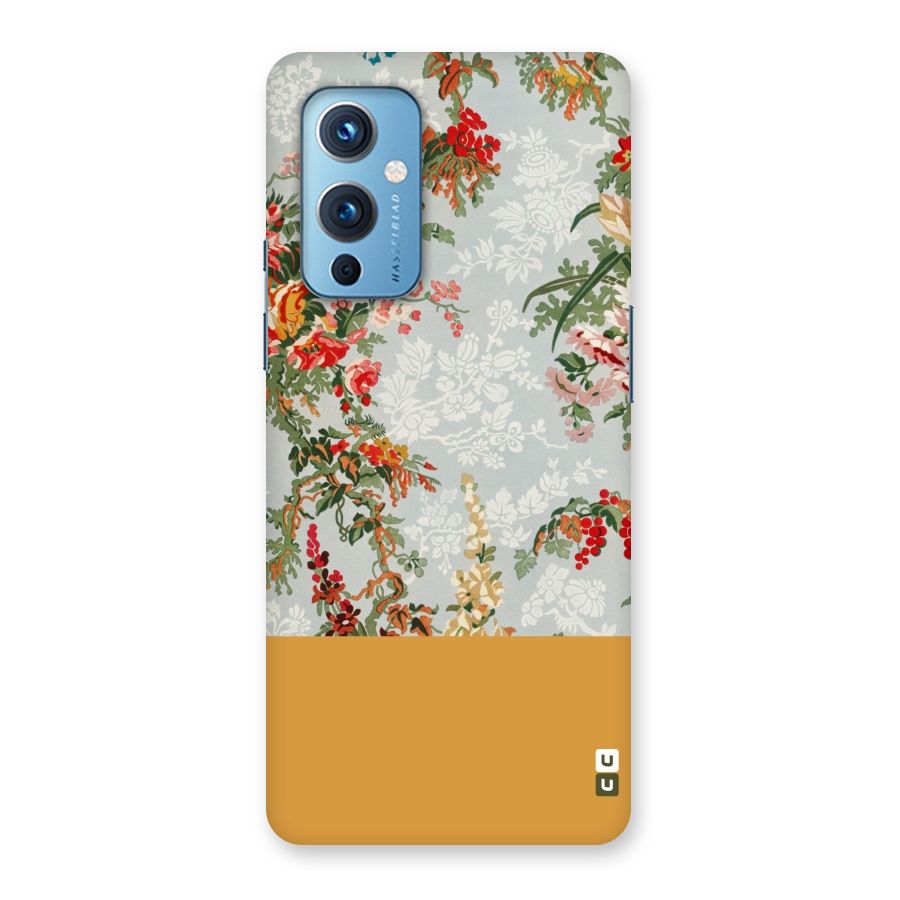 Golden Stripe on Floral Back Case for OnePlus 9