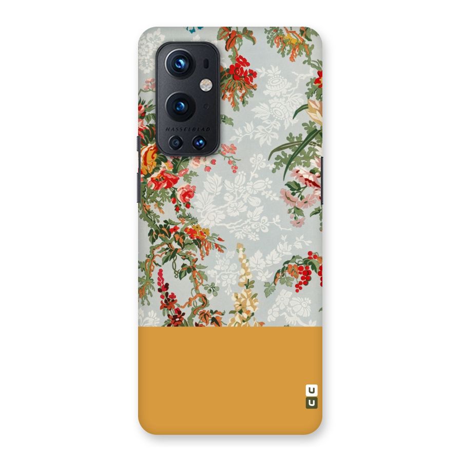 Golden Stripe on Floral Back Case for OnePlus 9 Pro