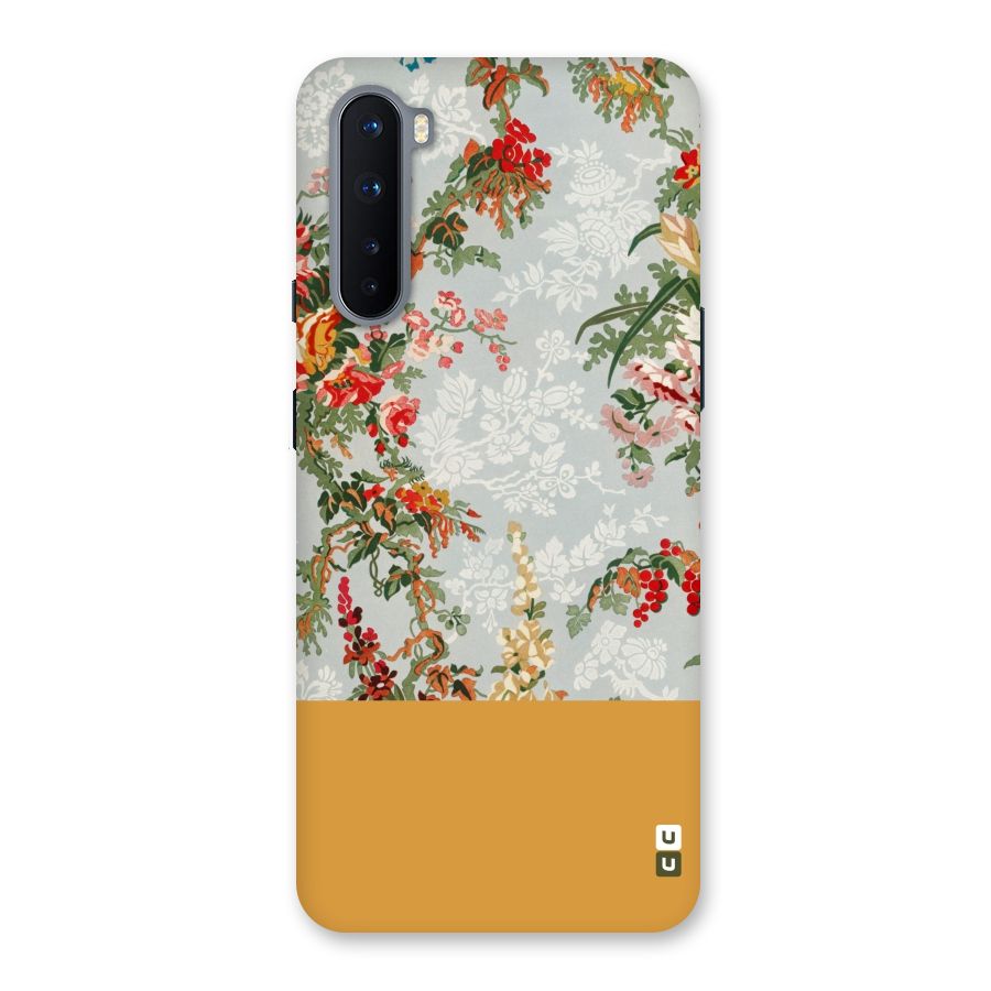 Golden Stripe on Floral Back Case for OnePlus Nord