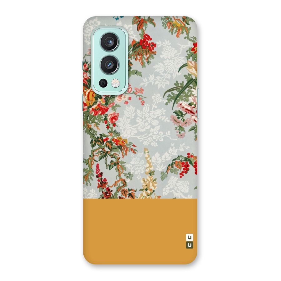 Golden Stripe on Floral Back Case for OnePlus Nord 2 5G
