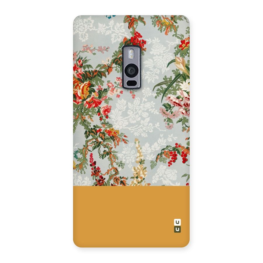 Golden Stripe on Floral Back Case for OnePlus Two