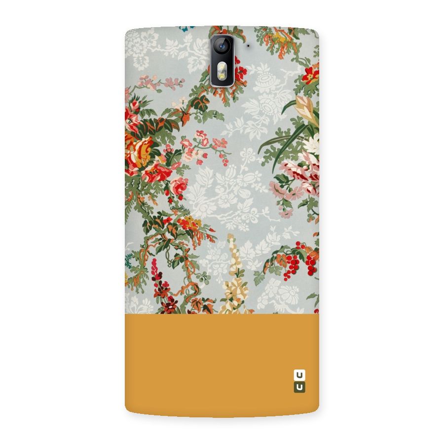 Golden Stripe on Floral Back Case for One Plus One