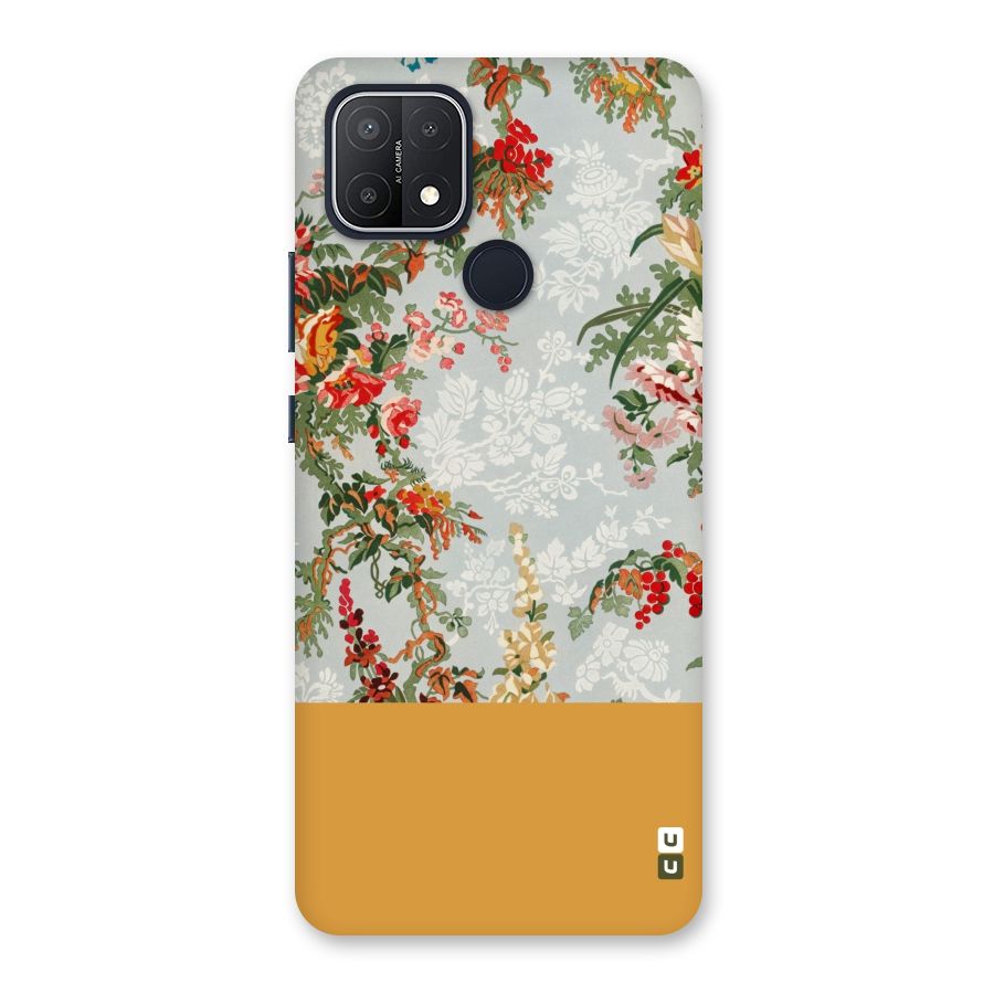 Golden Stripe on Floral Back Case for Oppo A15