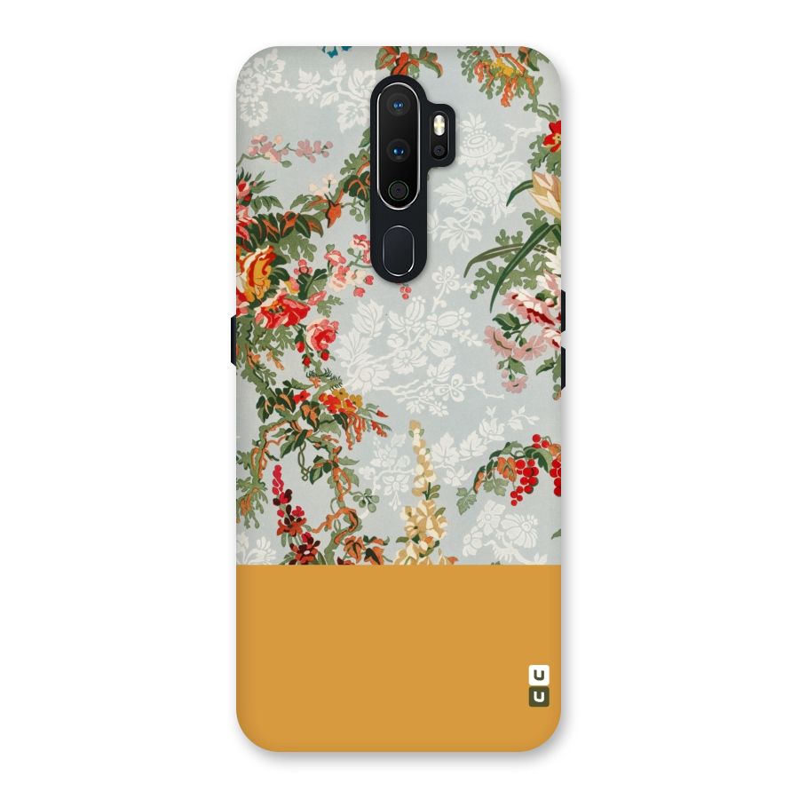 Golden Stripe on Floral Back Case for Oppo A5 (2020)