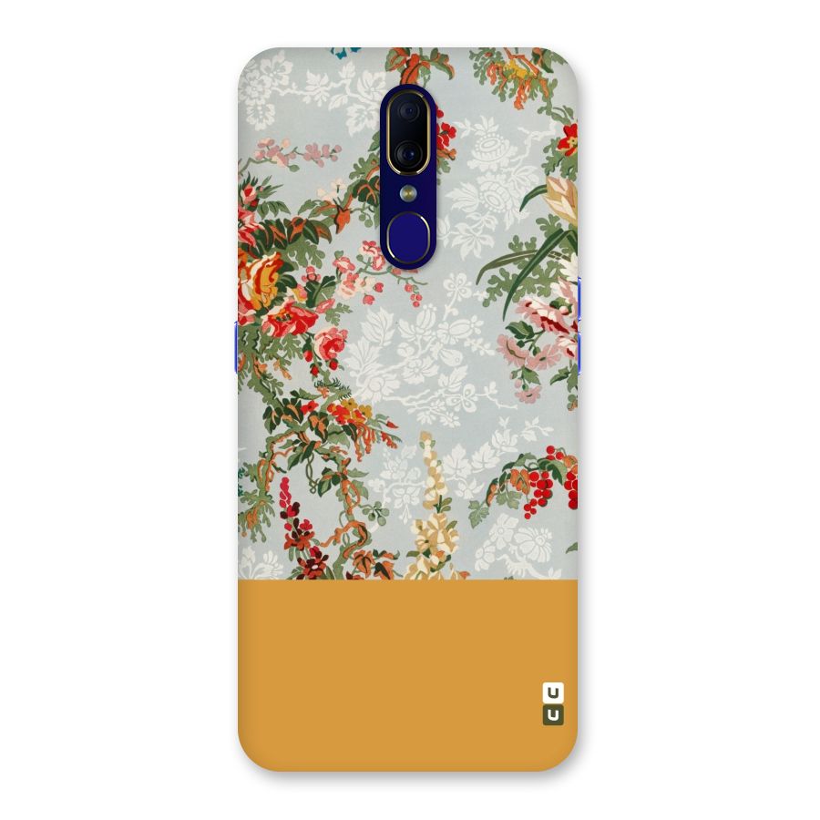 Golden Stripe on Floral Back Case for Oppo A9