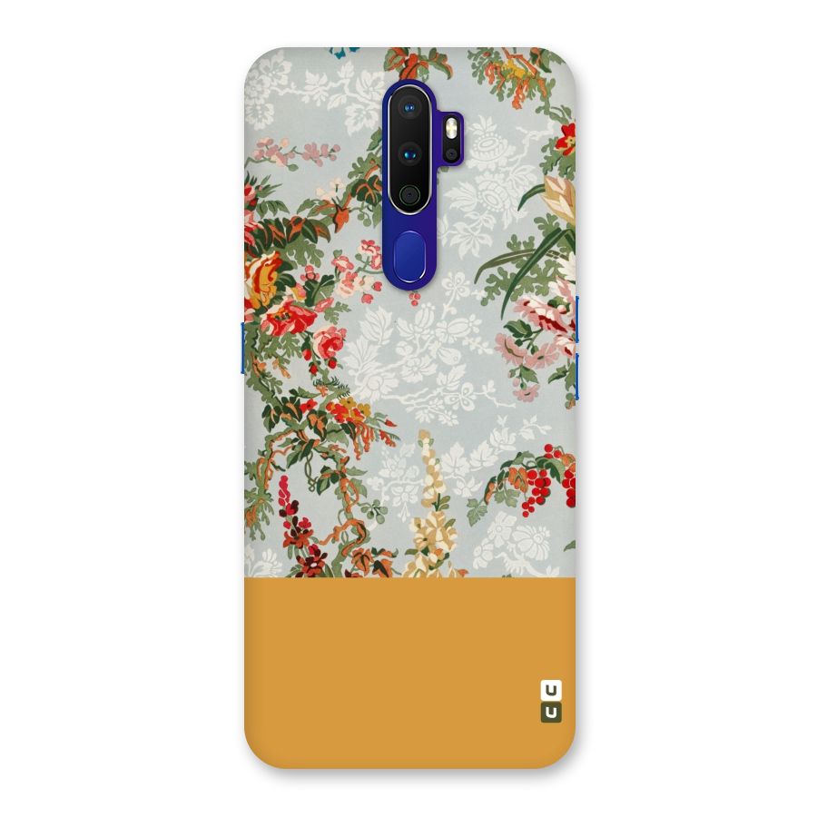 Golden Stripe on Floral Back Case for Oppo A9 (2020)