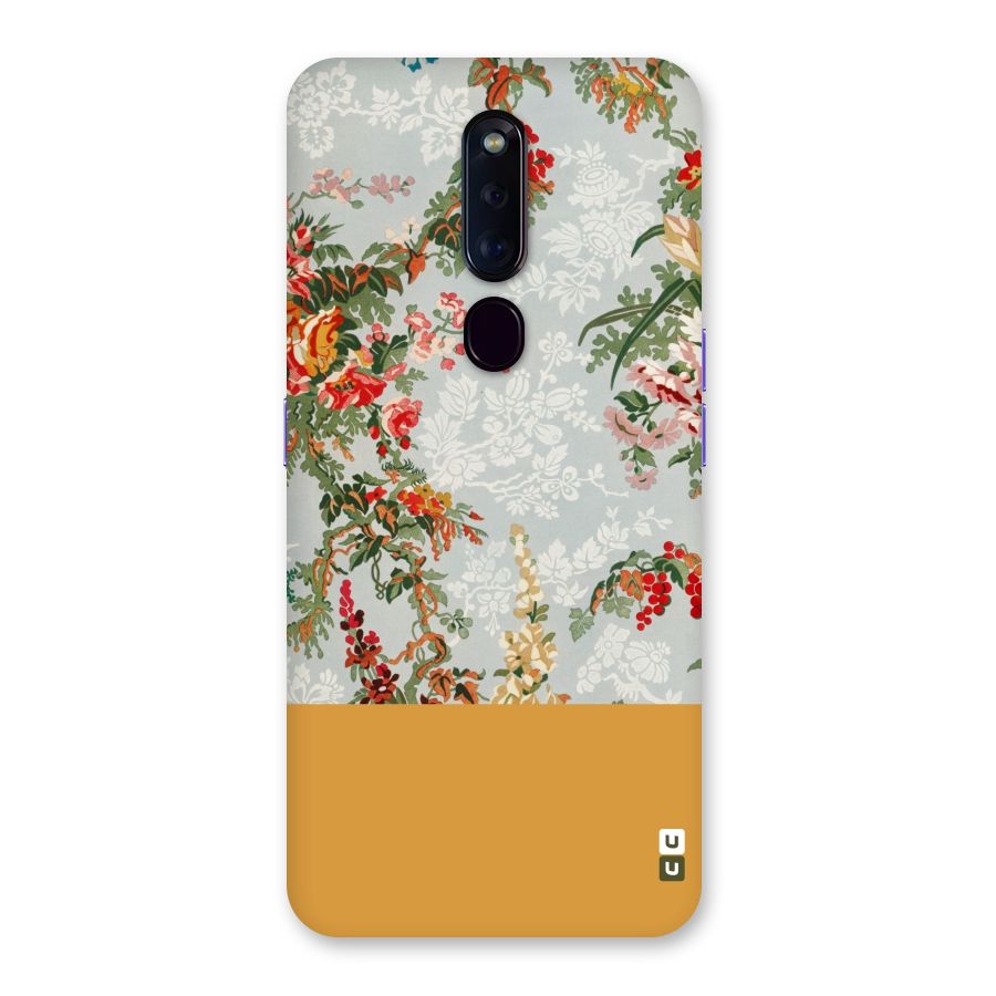 Golden Stripe on Floral Back Case for Oppo F11 Pro