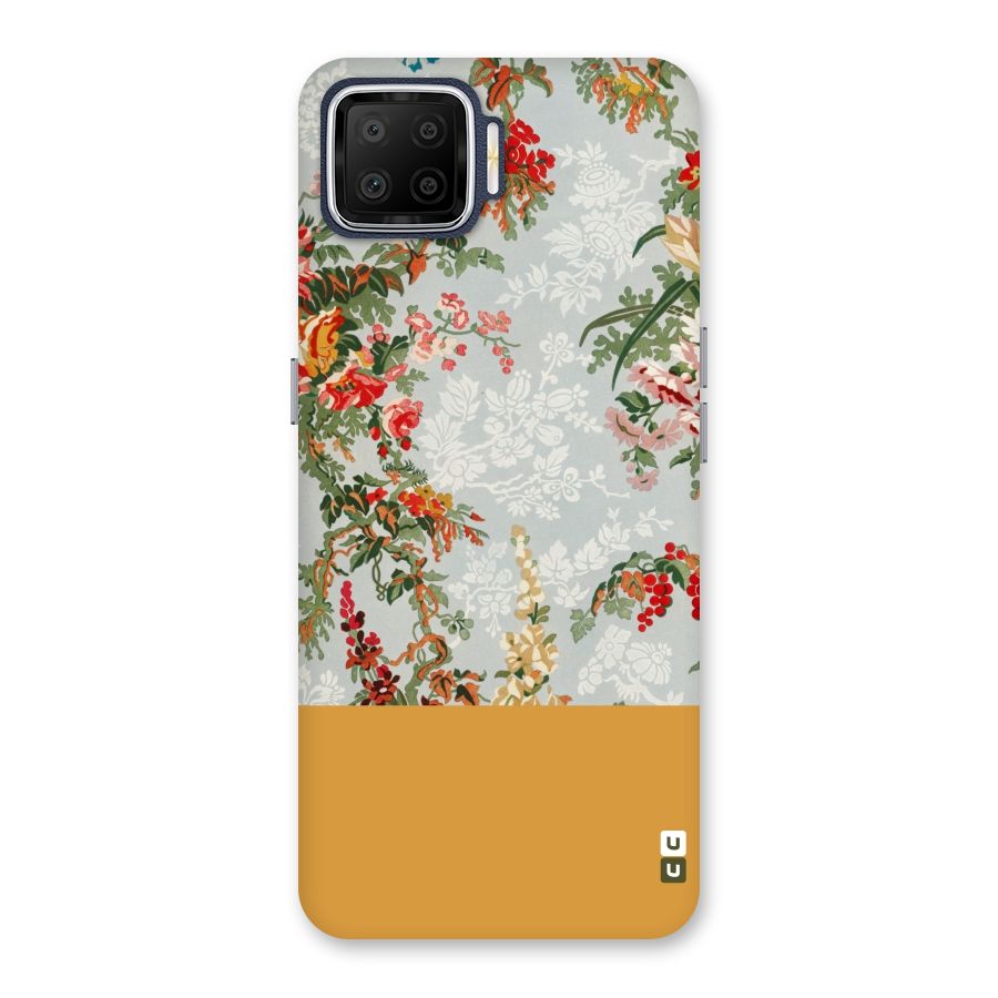 Golden Stripe on Floral Back Case for Oppo F17