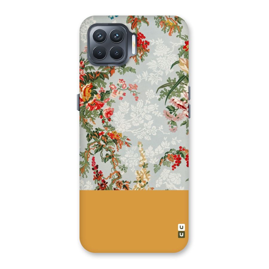 Golden Stripe on Floral Back Case for Oppo F17 Pro