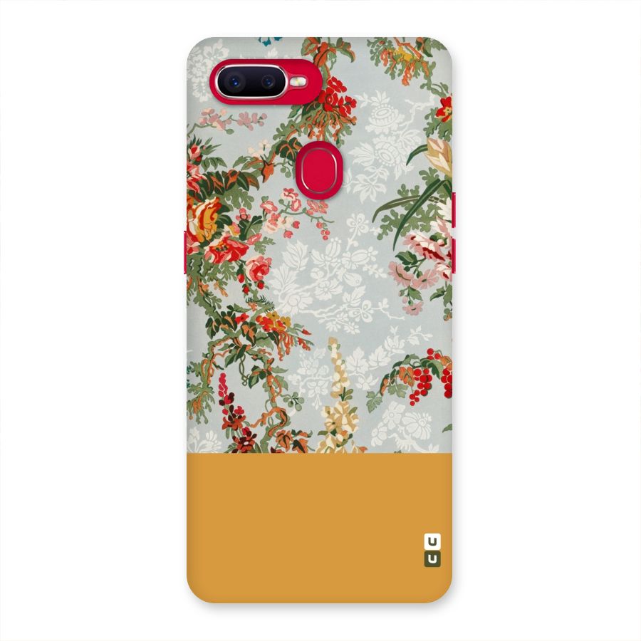 Golden Stripe on Floral Back Case for Oppo F9 Pro