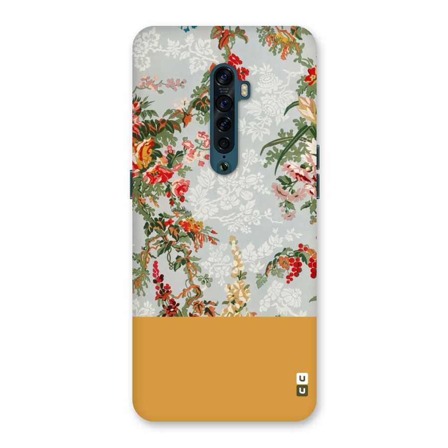 Golden Stripe on Floral Back Case for Oppo Reno2