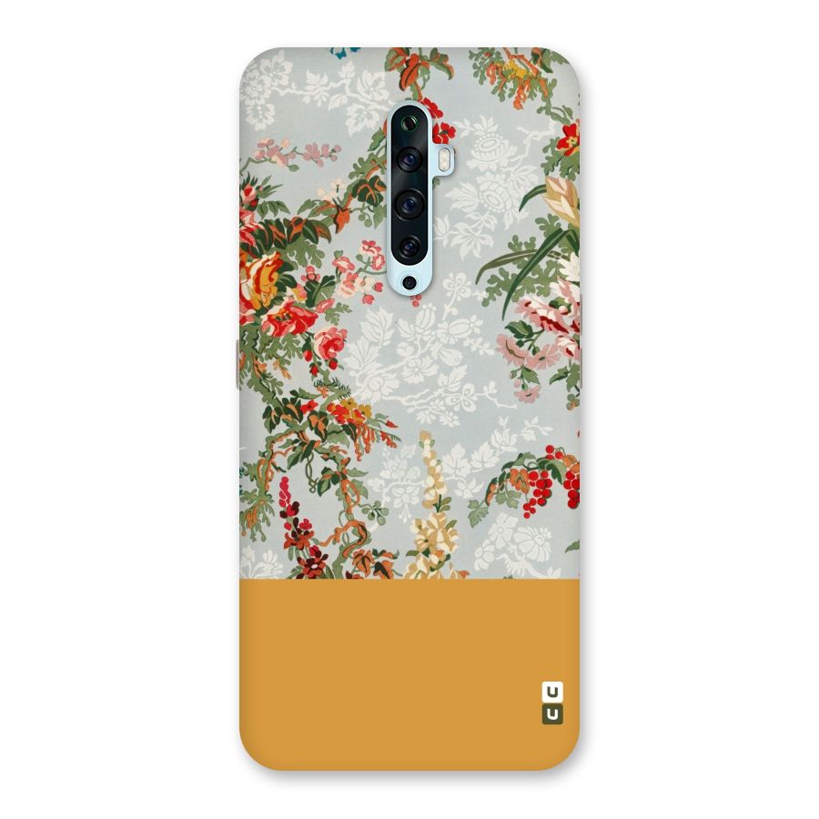 Golden Stripe on Floral Back Case for Oppo Reno2 F