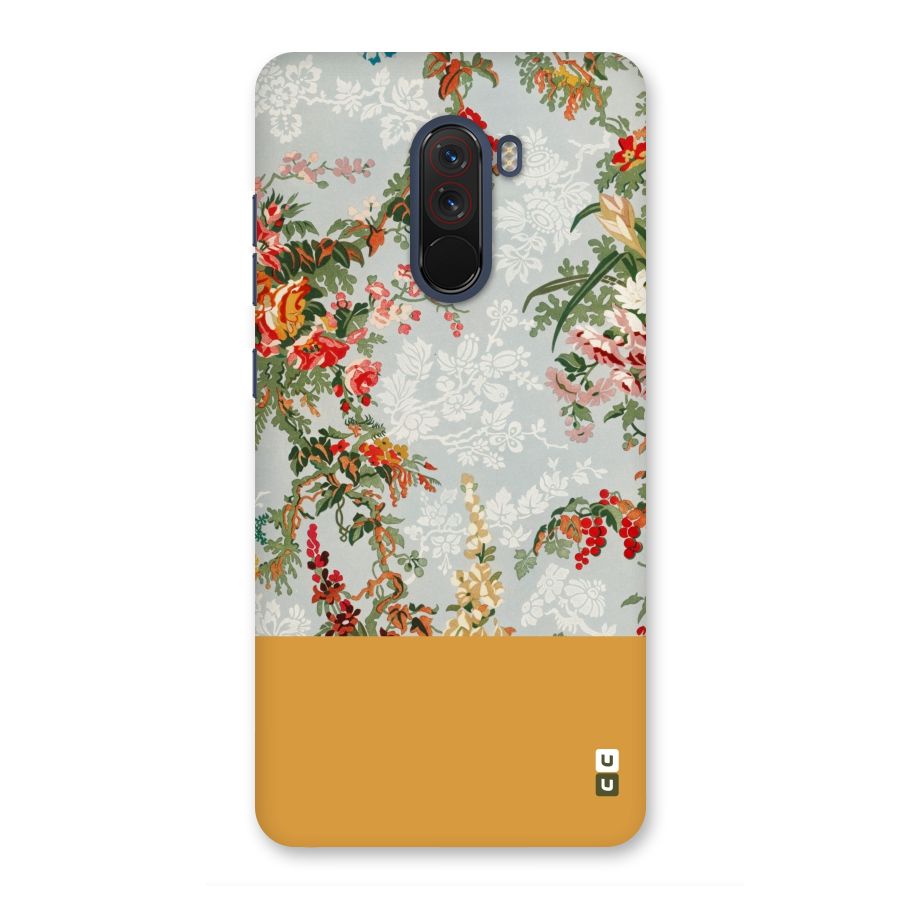 Golden Stripe on Floral Back Case for Poco F1