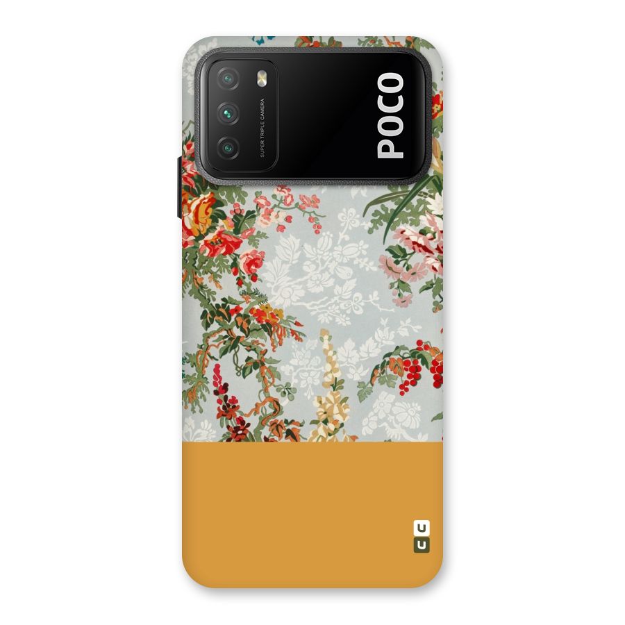 Golden Stripe on Floral Back Case for Poco M3