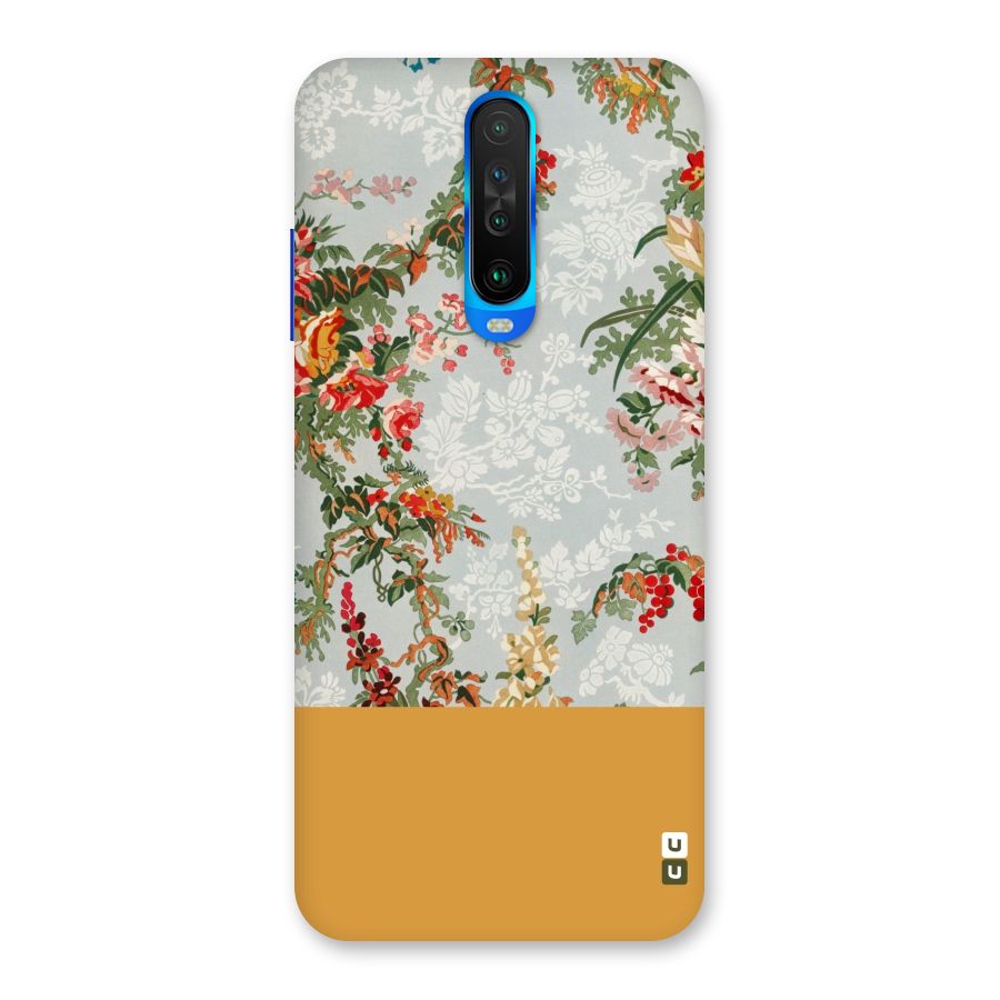 Golden Stripe on Floral Back Case for Poco X2