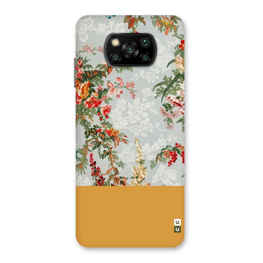 Golden Stripe on Floral Back Case for Poco X3