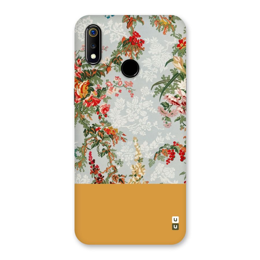 Golden Stripe on Floral Back Case for Realme 3