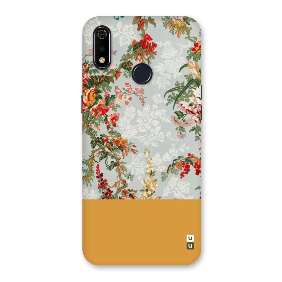 Golden Stripe on Floral Back Case for Realme 3i