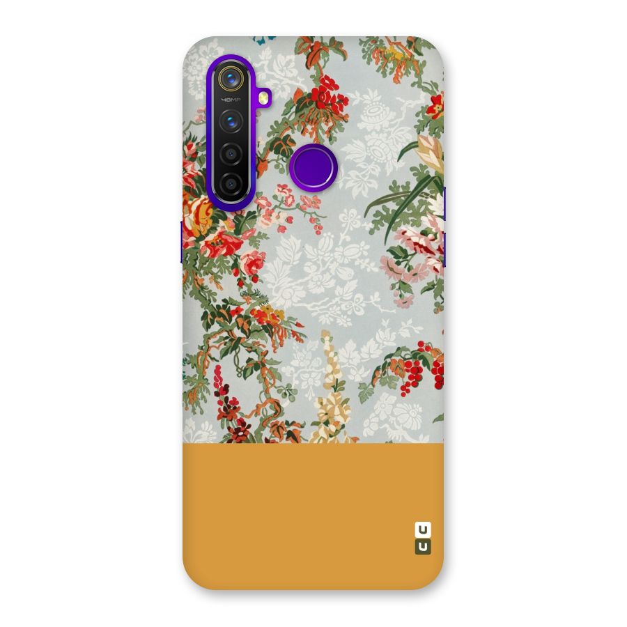 Golden Stripe on Floral Back Case for Realme 5 Pro